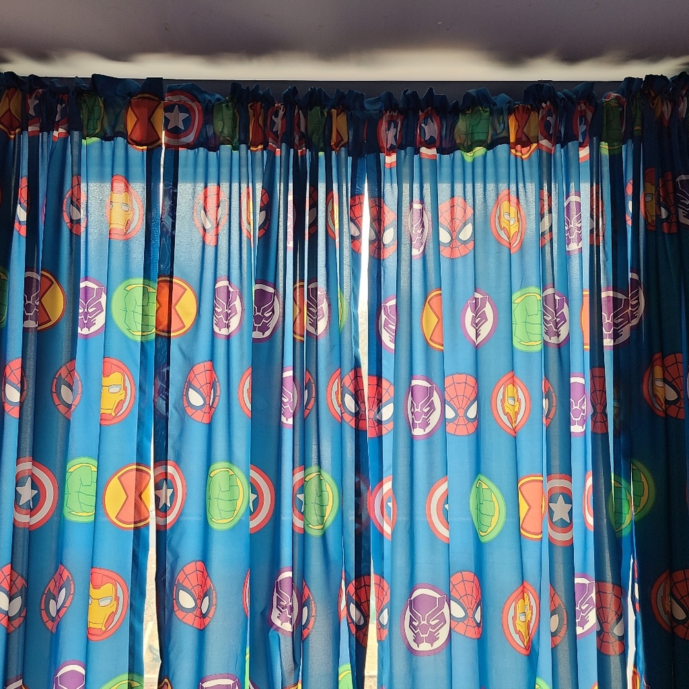 Blue and Red Marvel Accents Curtains